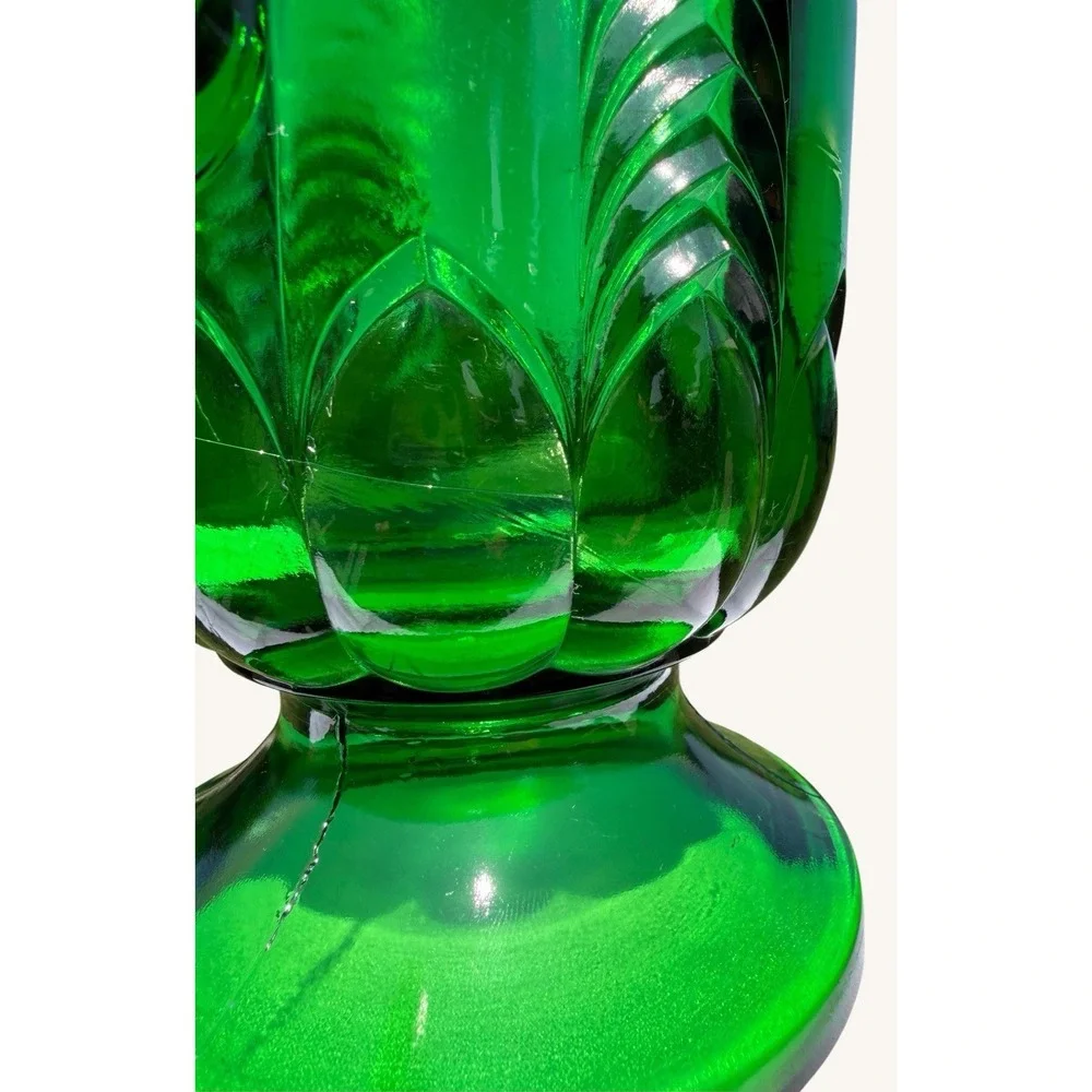 Antique EAPG Florida Pattern Water Pitcher Emerald Green 9.75